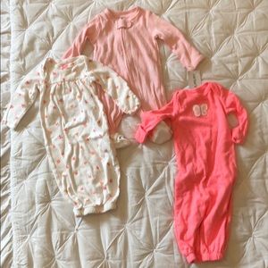 3 Carters Pajamas for Newborn Girl